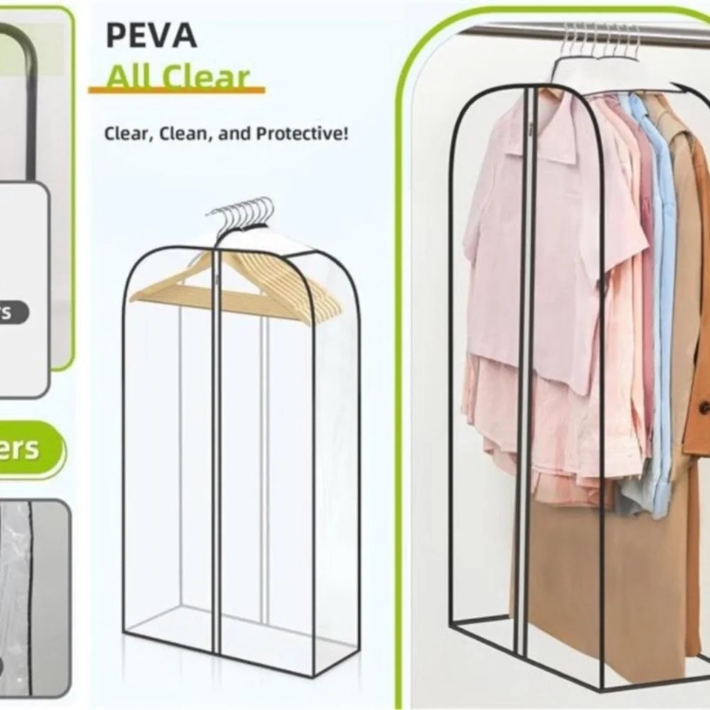 Clear Garment Bags 6 Pack Clothes Storage Dustproof Zipper Closet Coat Dress Sui